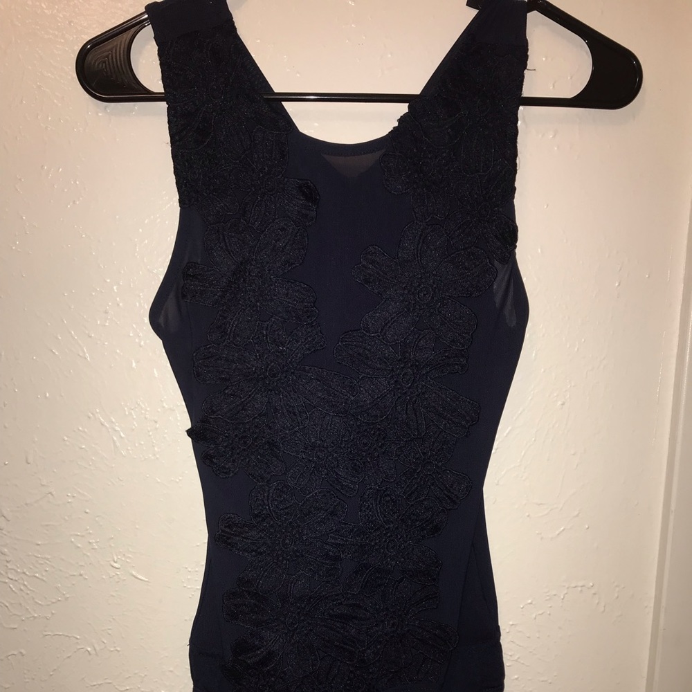 ✧navy floral appliqué bodysuit✧
